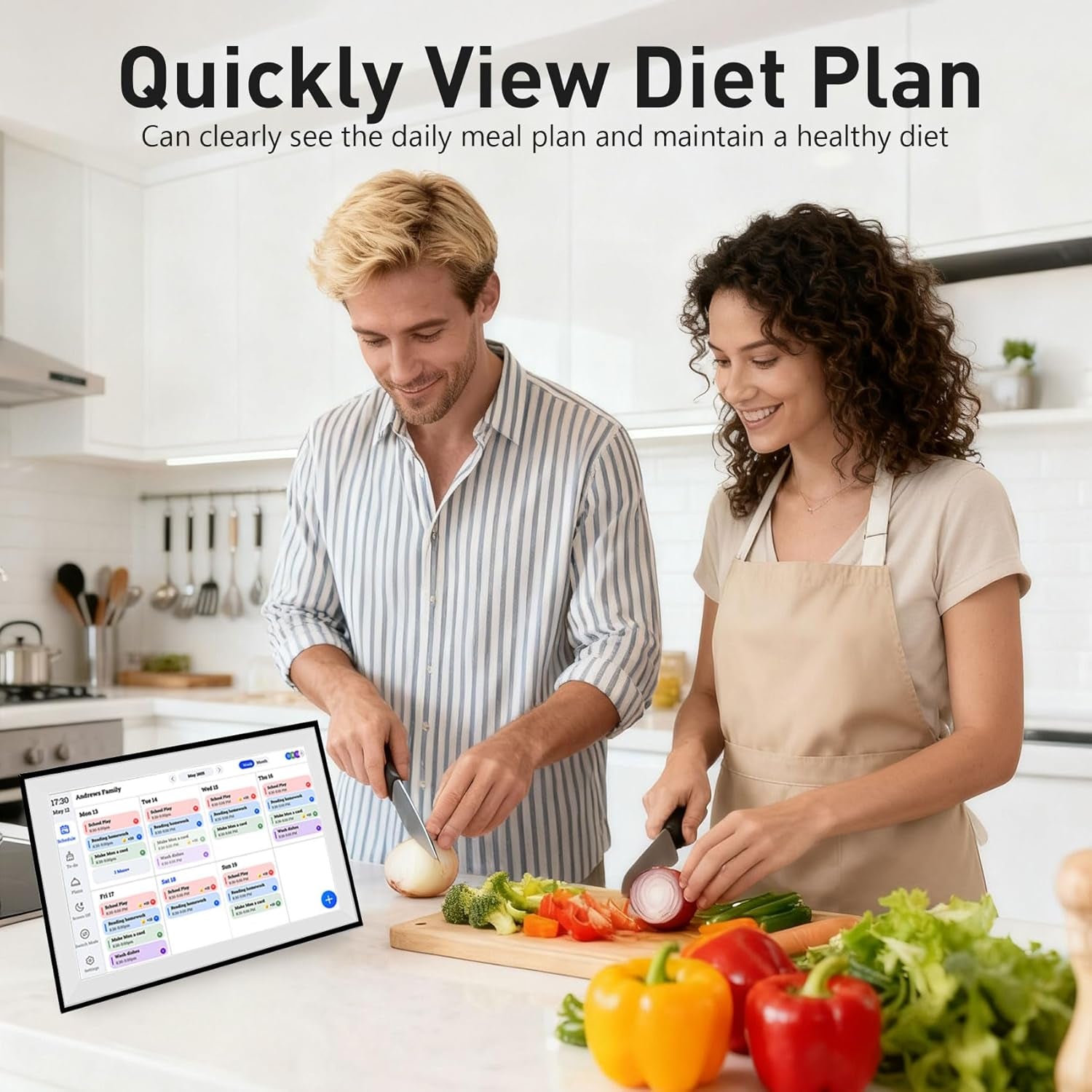 15.6" Smart Digital Calendar Frame– Touchscreen Family Calendar with Electronic Chore Chart & Digital To-Do List, Electronic Planner for Home with Wifi Sync, Desktop &Wall Smart Calendars | Black