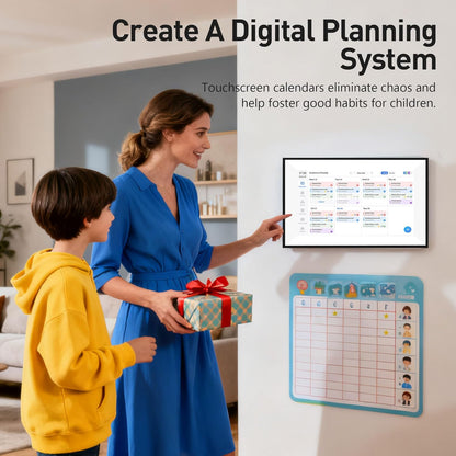 15.6" Smart Digital Calendar Frame– Touchscreen Family Calendar with Electronic Chore Chart & Digital To-Do List, Electronic Planner for Home with Wifi Sync, Desktop &Wall Smart Calendars | Black