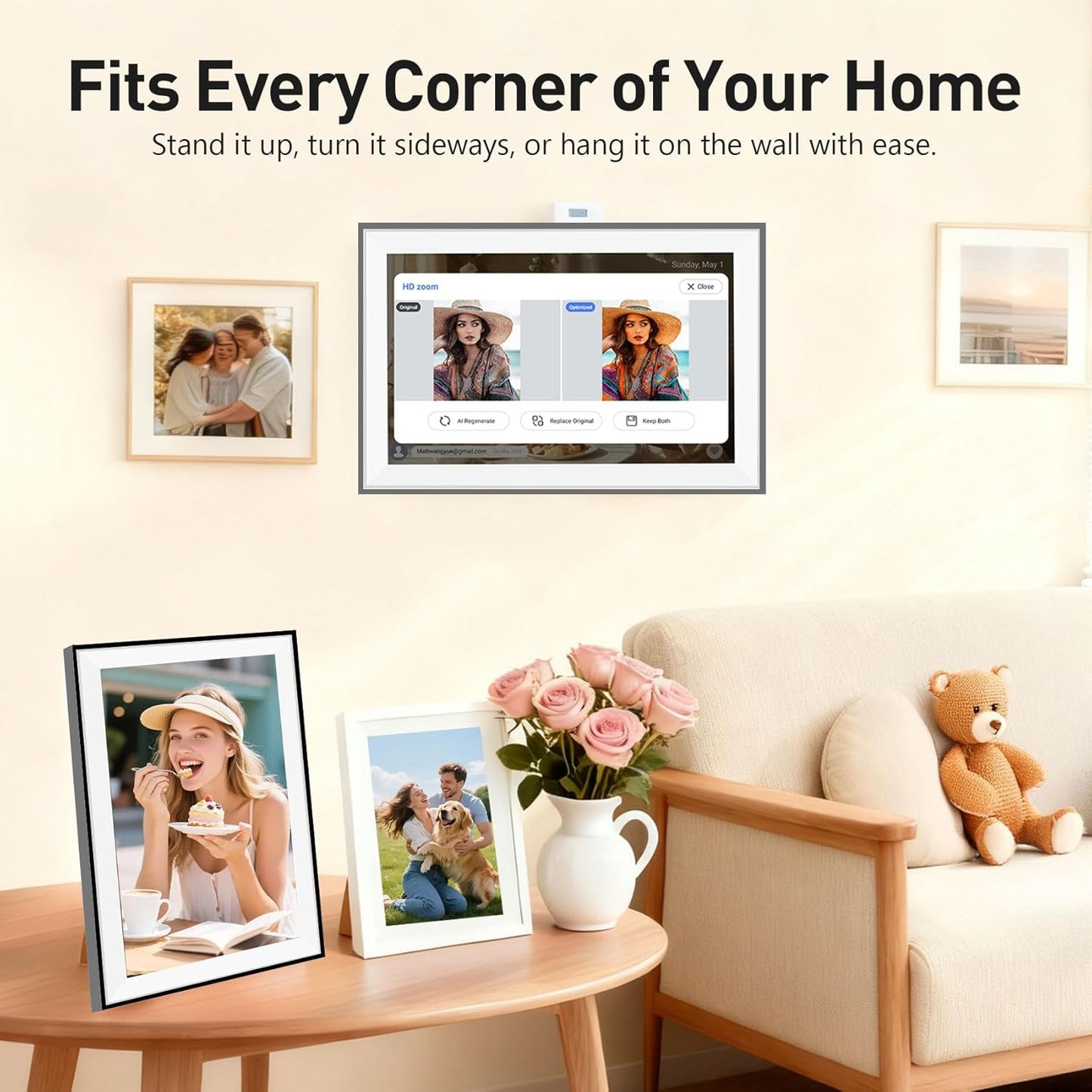 15.6" Smart Digital Calendar Frame– Touchscreen Family Calendar with Electronic Chore Chart & Digital To-Do List, Electronic Planner for Home with Wifi Sync, Desktop &Wall Smart Calendars | Black